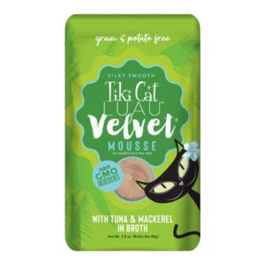 Pouch Tiki Cat Luau Velvet Mousse Atun y Caballa en Caldo 80g